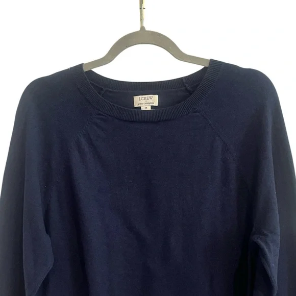 J. Crew Navy Cotton/Cashmere Blend Crewneck Sweater Size M - Picture 4 of 9